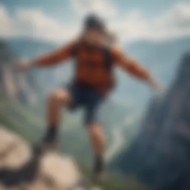 A base jumper soaring through the sky with long chino shorts enhancing performance