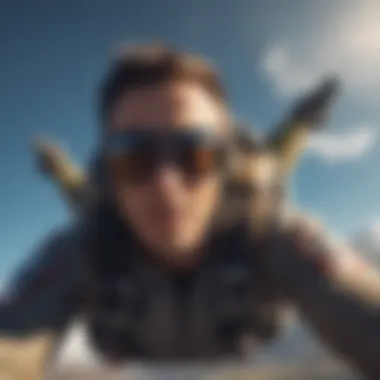 Skydiver Soaring through the Sky with Skyline Sunglasses