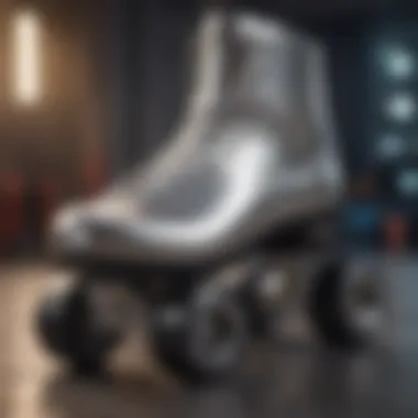 Sleek and futuristic roller skate in metallic silver