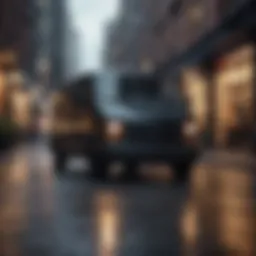 Sleek Onyx Van Racing Through Urban Streets