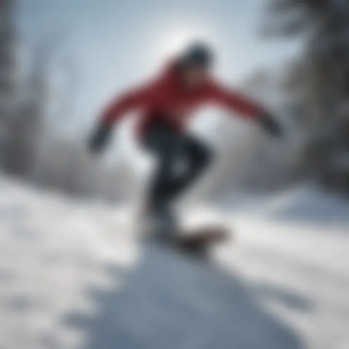 Skateboarder navigating through snowy obstacles with precision