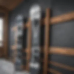 Innovative snowboard hanger design showcasing organization