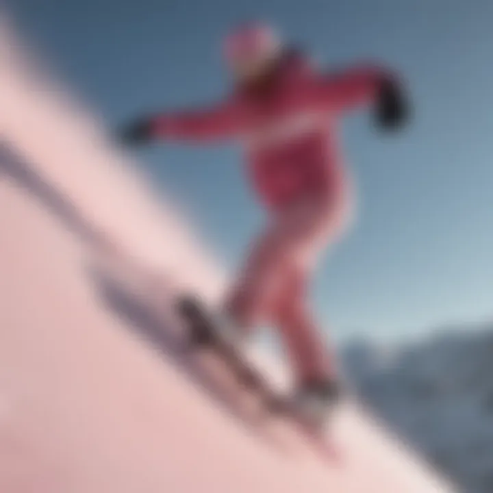 Snowboarder Performing Tricks in Pink Terrain