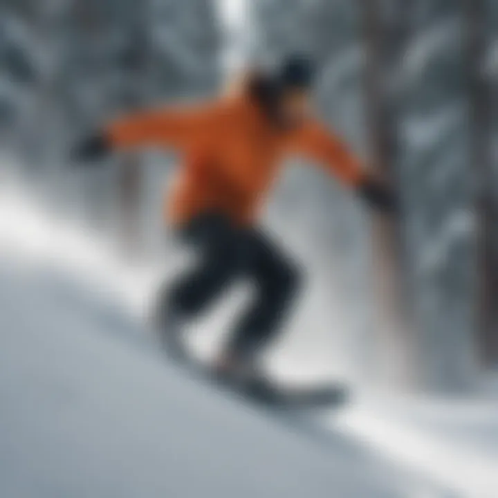 Snowboarder executing a perfect carve turn