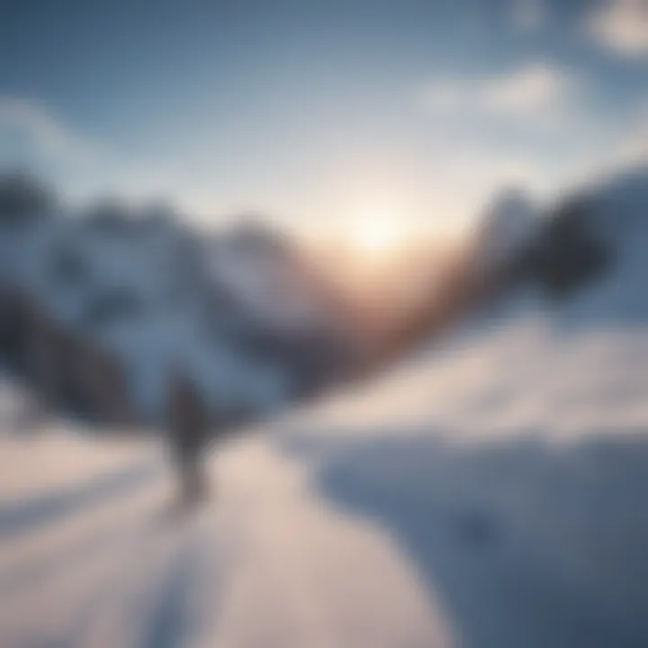 Snowboarder capturing panoramic mountain views