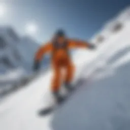 Snowboarder conquering a steep slope