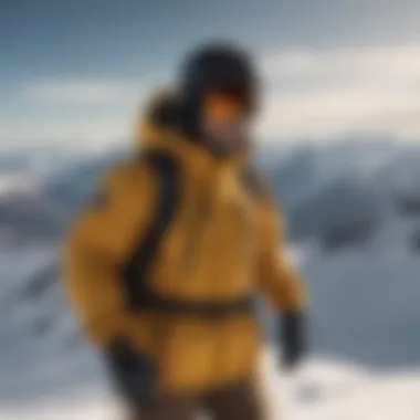 Elevated Mountain Experience Snowboarder enjoying a breathtaking mountain view in top-quality snowboarding gear
