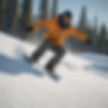 Dynamic Snowboarding Performance Snowboarder in motion performing a trick on the slopes