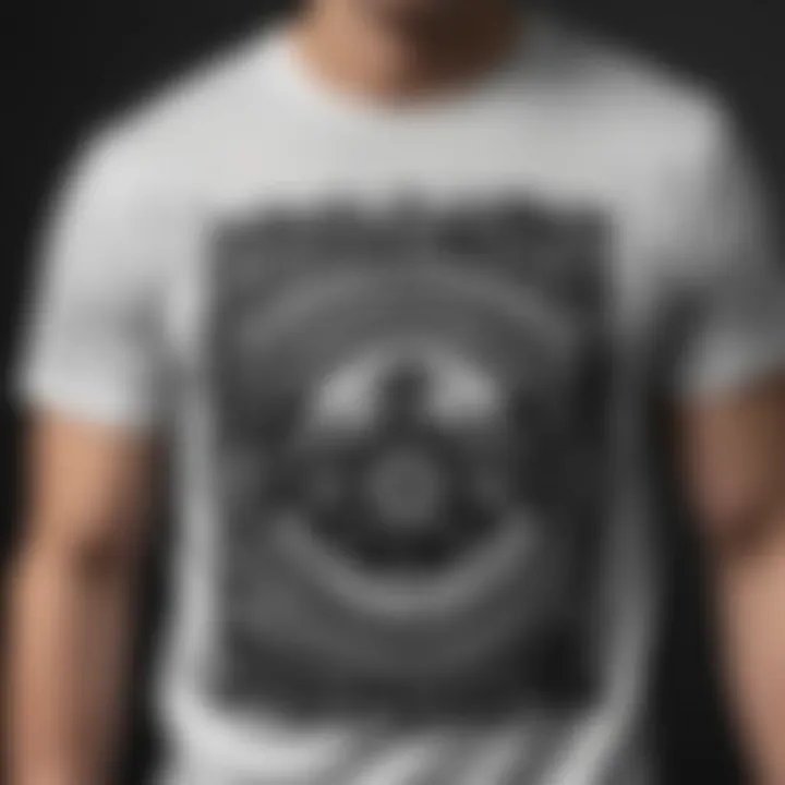 Black and white graphic shirt featuring a modern twist on vintage band tee aesthetics