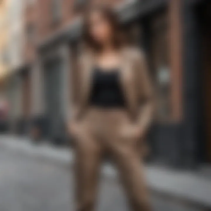 Street-Chic Ensemble Featuring Tan Plaid Pants