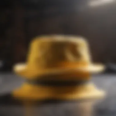 Stylish Yellow Bucket Hat on Abstract Background