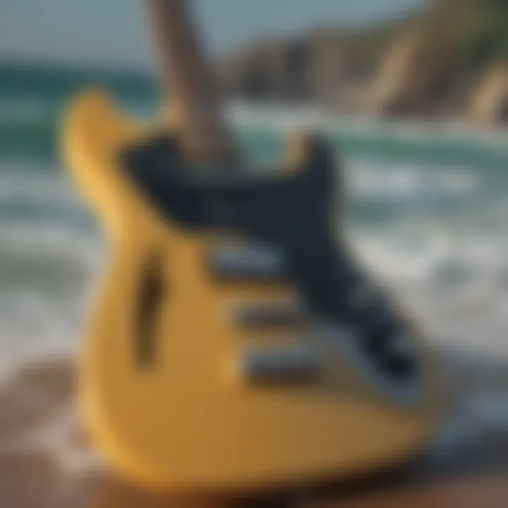 Vintage vinyl records of surf guitar music