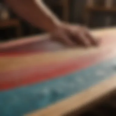 Meticulous Surfboard Sanding Craftsman meticulously sanding surfboard