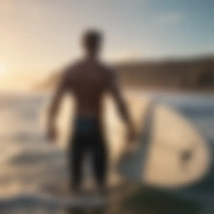 Surfer Holding Surfboard by the Ocean