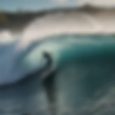 A surfer navigating a powerful wave with precision