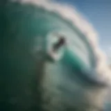 Surfer riding a barrel wave