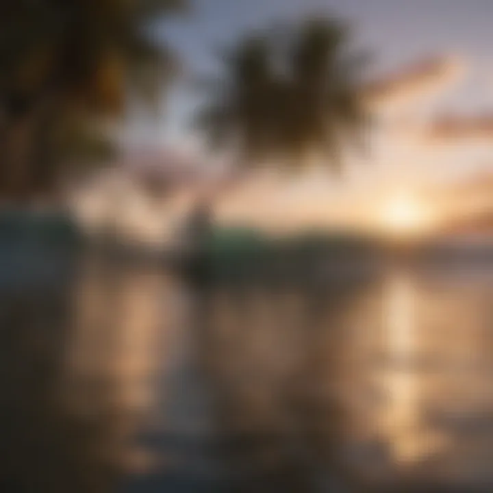 A vibrant sunset over the ocean waves