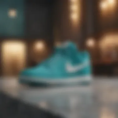 Elegance Personified: Teal Nike Shoe on Marble Surface Elegant Teal Nike Shoe on Marble Surface