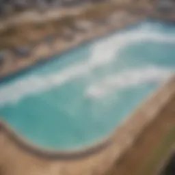 Aerial view of a Texas surf wave pool showcasing the innovative wave technology.