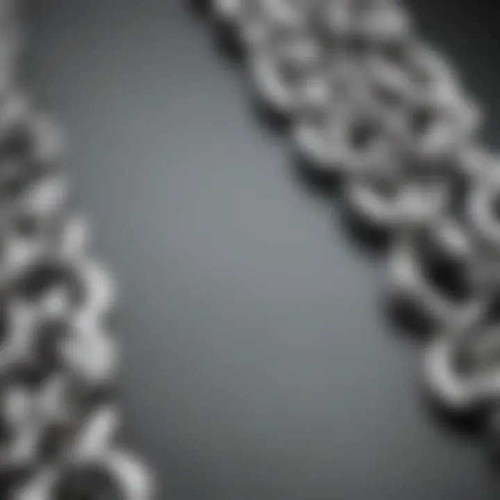 Comparison of white gold and silver chains displayed side by side