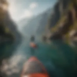 Stunning panoramic view of a rock sup adventure on a pristine lake