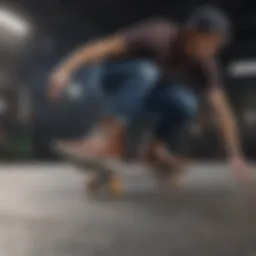 Skater practicing balance with skate trainer