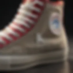 Close-up of a Real High Top Converse sneaker showcasing its iconic star logo and canvas material.