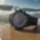 Surf watch showcasing water resistance