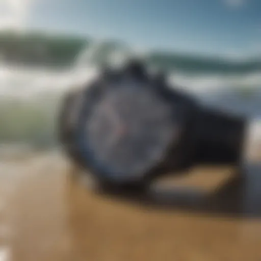 Surf watch showcasing water resistance