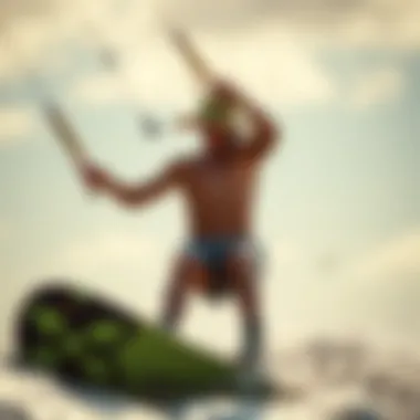 An athlete wearing a kiteboard hat while performing a trick