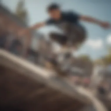 A group of skateboarders showcasing diverse styles on a ramp.