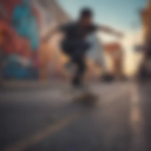 A vibrant mural capturing the essence of skateboarding culture