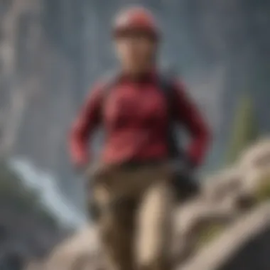 Flannel Shirt and Climbing Gear Combination Stylish red flannel shirt combined with outdoor gear for a rock climbing expedition.