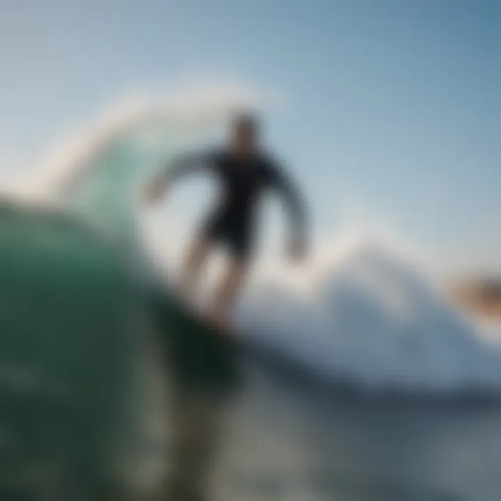 Surfer riding a barrel wave in Ocean City MD