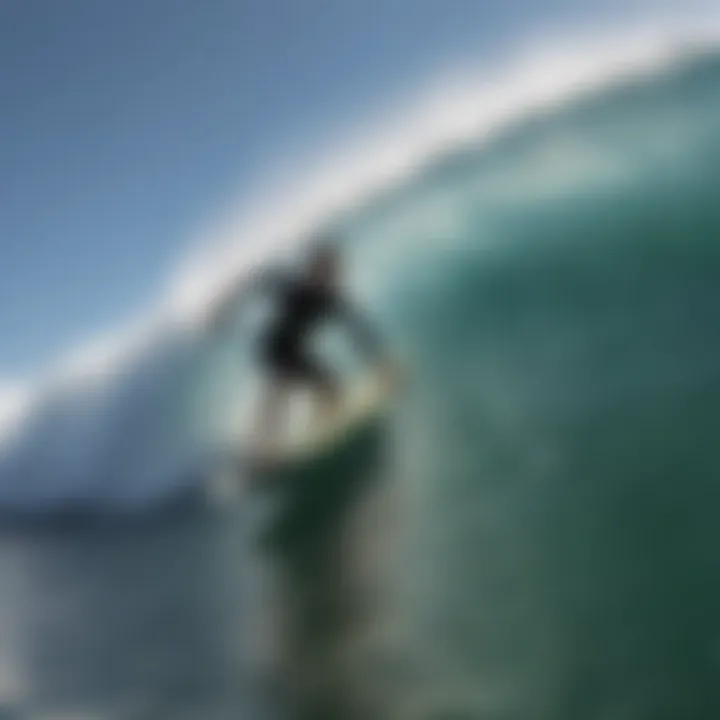 Surfer catching a tube wave in Ocean City MD
