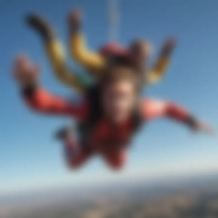 Thrill-seeker freefalling during a skydiving adventure in Santa Cruz