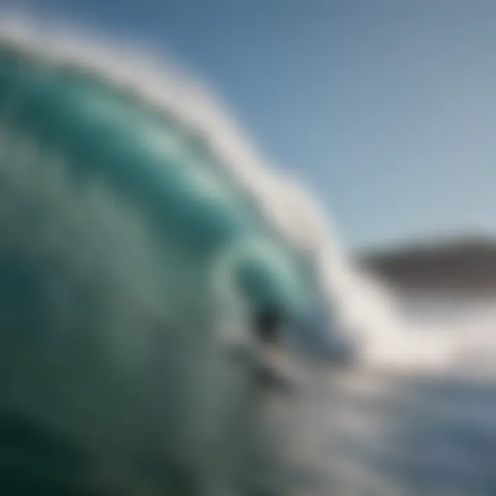 Surfer conquering a massive wave off the coast of Santa Cruz