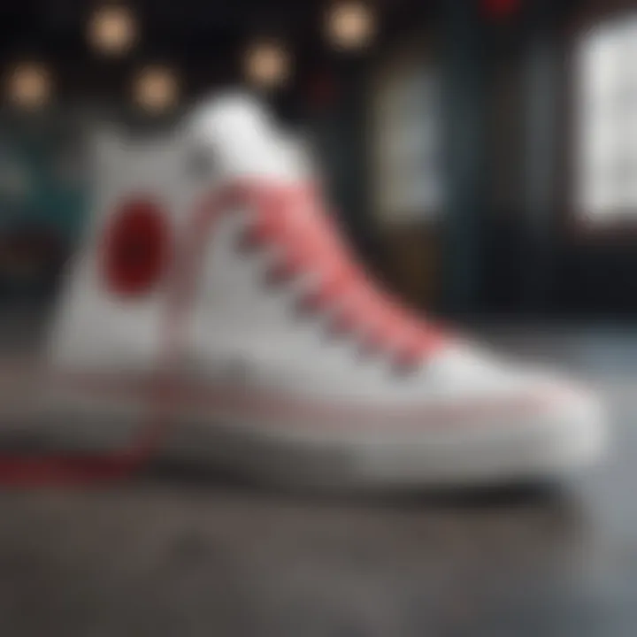 Convers White High-Top Shoes with Red Accents