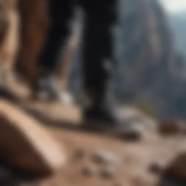 Rock-Solid Style Coordination Stylish black Converse shirt paired with sturdy rock climbing shoes
