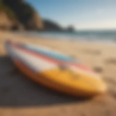 Surfboard resting on a Sandy Beach