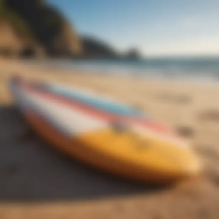 Surfboard resting on a Sandy Beach