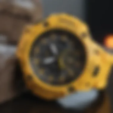 Sleek Design Details of Yellow G Shock Watch