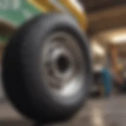Close-up view of large soft skateboard wheel showcasing its texture