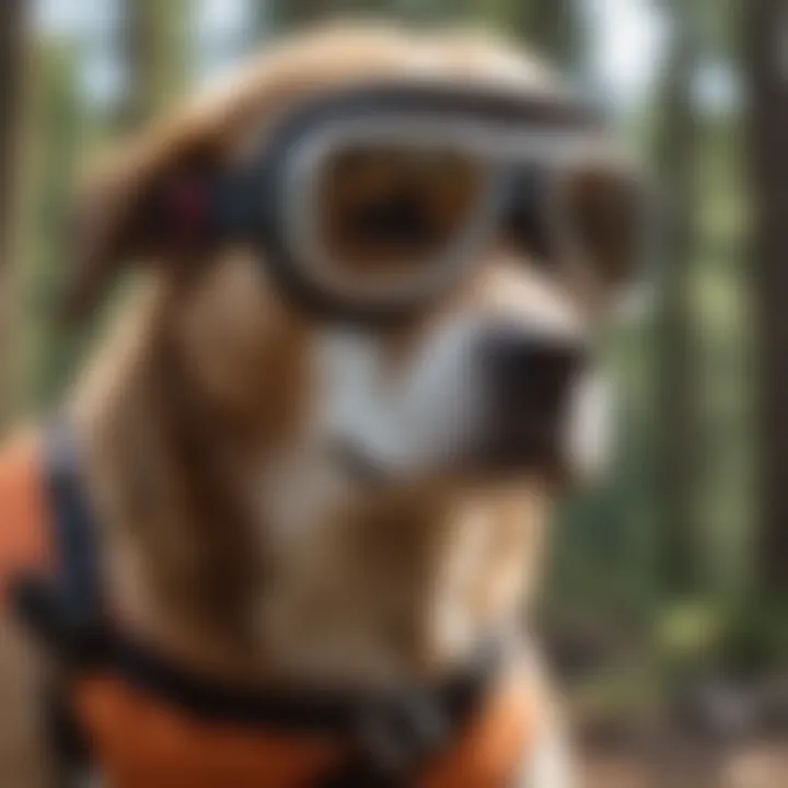 A dog participating in an extreme sport while wearing protective goggles