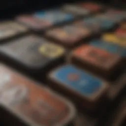 An assortment of skateboard deck boxes showcasing various designs and colors