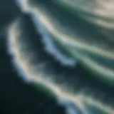 Aerial view of ocean swell patterns