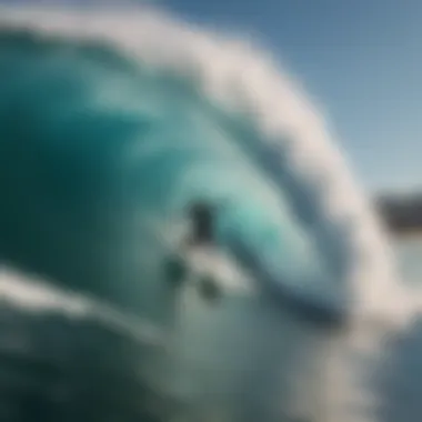 Surfer riding a powerful swell wave