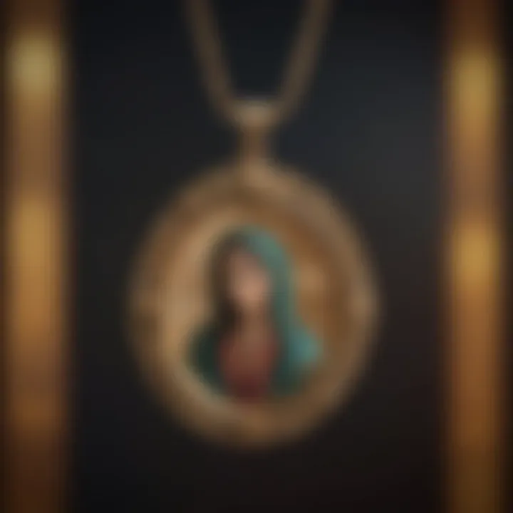 A close-up view of the Guadalupe pendant illustrating its symbolic significance