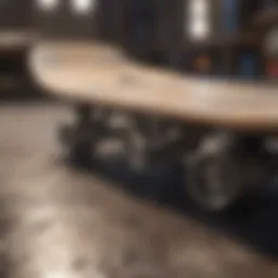 Detailed view of skateboard deck showcasing material and design