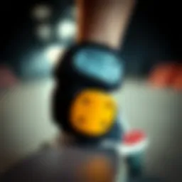 Close-up of a high-performance ankle guard designed for skateboarders
